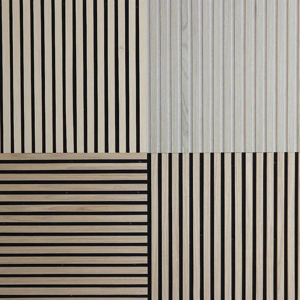 Paneles de pared de madera de listones acústicos